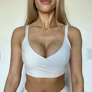 White Wrap Sports Bra with Light Support